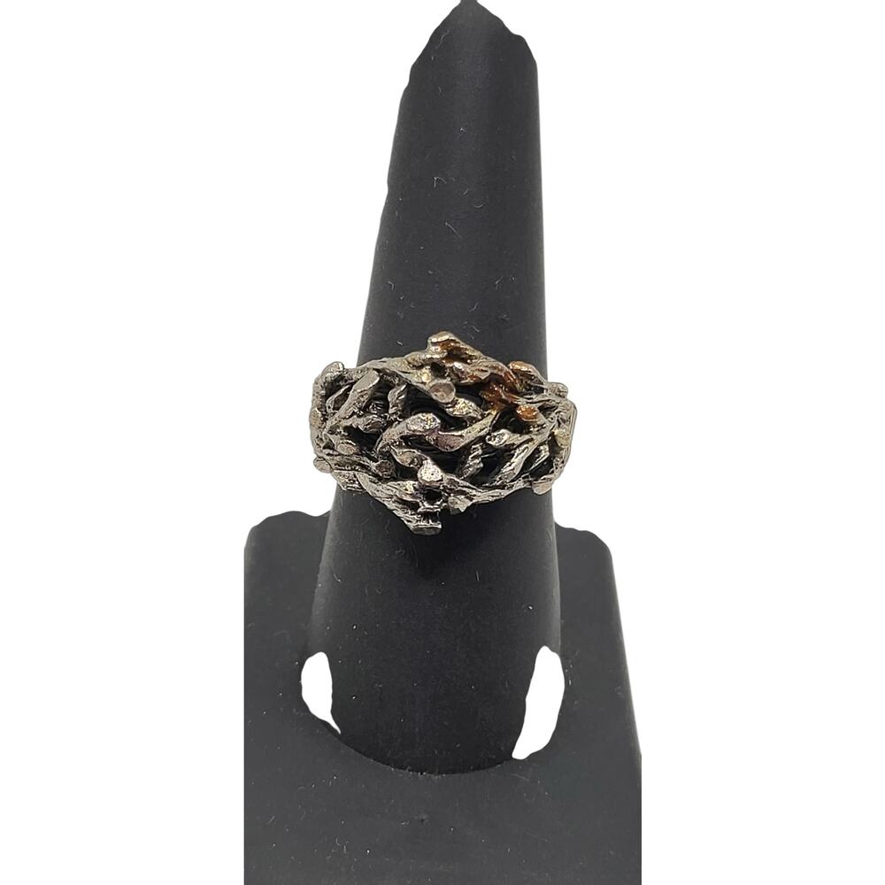 Vintage Brutalist Ring Adjustable Organic Freeform Statement